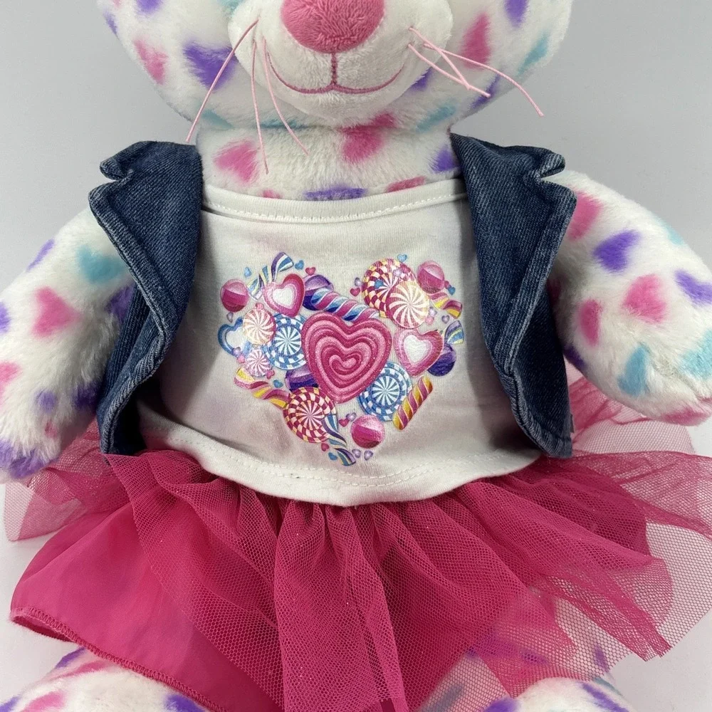 Sugar Hearts Kitty Cat Build a Bear Plush Denim Best Tulle Skirt And T-Shirt